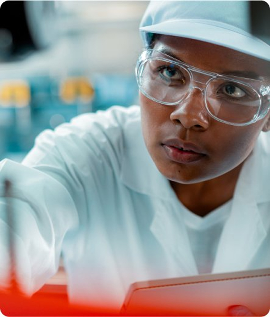 Neurocrine Biosciences employee in laboratory